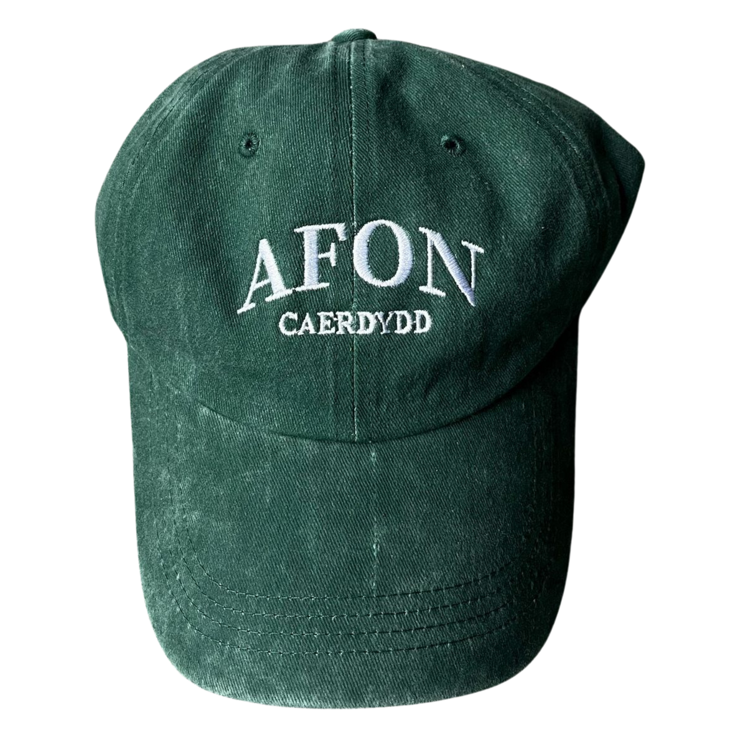 Unisex Vintage Washed Denim Cap (Bottle Green) - Afon Caerdydd