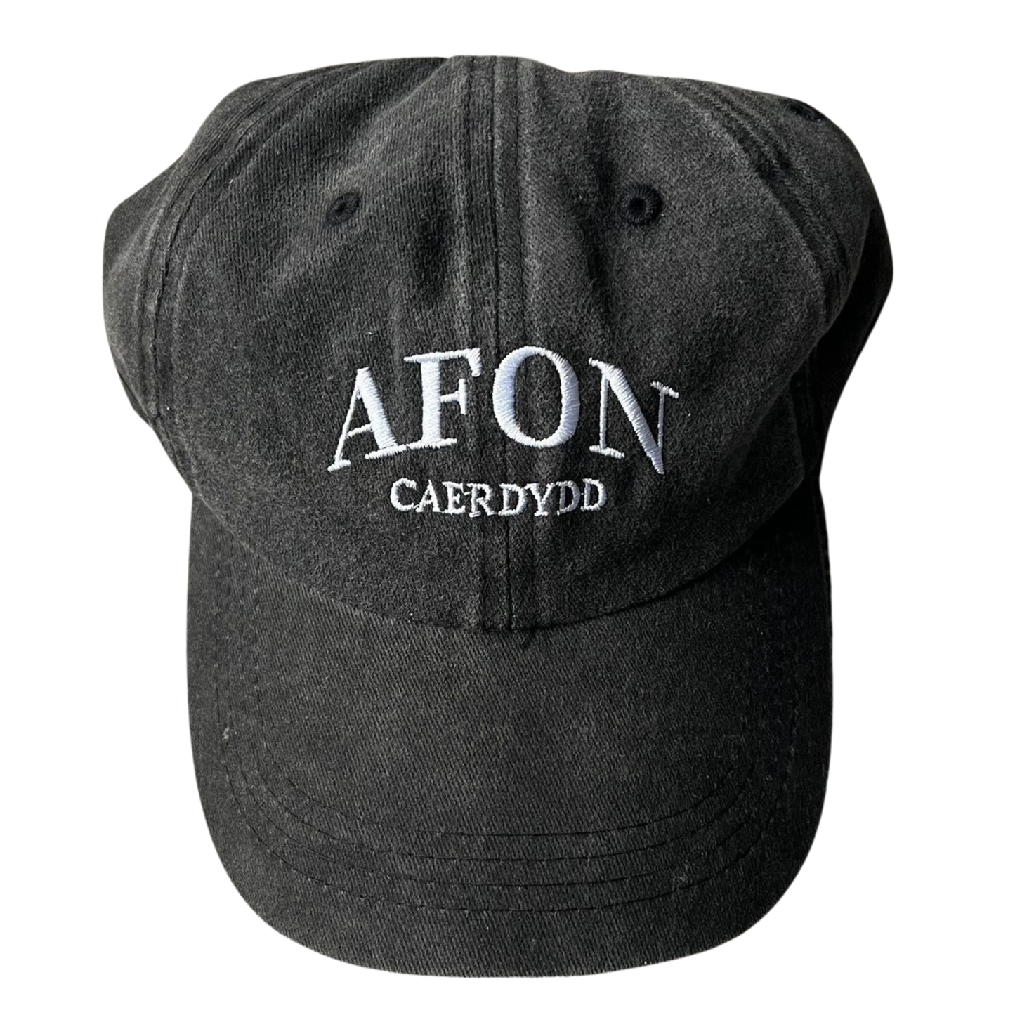Unisex Vintage Washed Denim Cap (Vintage Black) - Afon Caerdydd