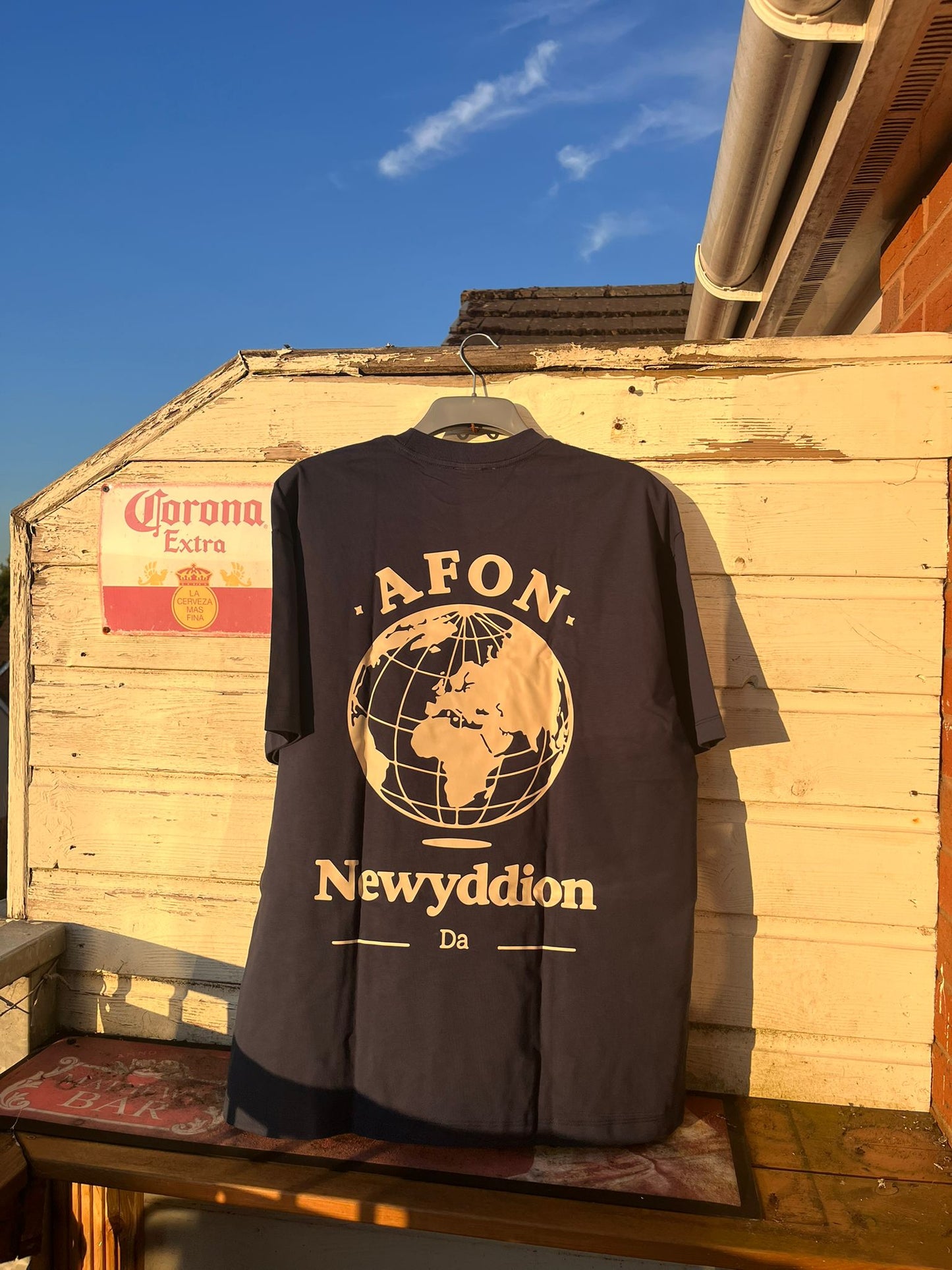 AFON 'Newyddion Da' Heavyweight T-Shirt – Blue